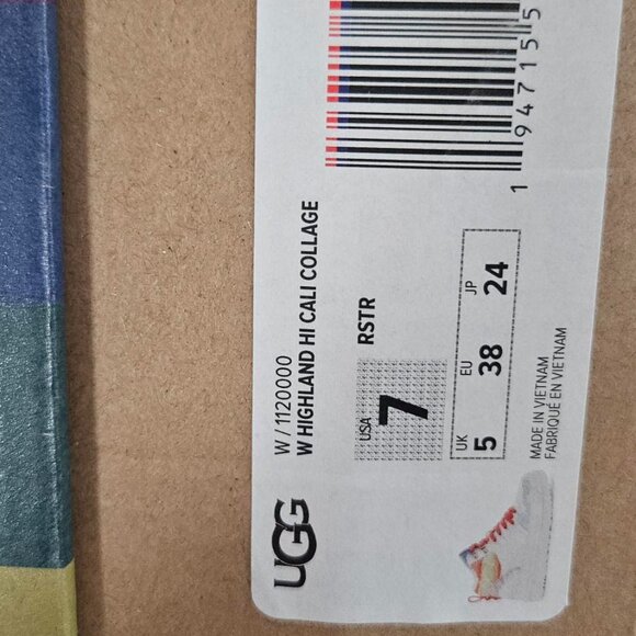 NIB UGG Women's Sz 7 Highland Hi Top Cali Collage Rainbow Sneakers - Limited - Picture 4 of 16